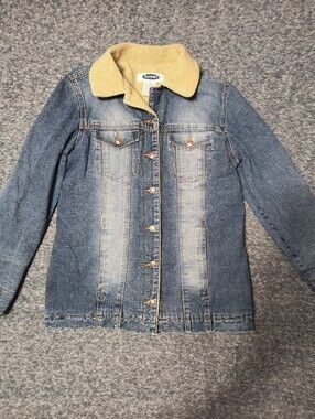 Old Navy fur lined denim jacket, women's medium